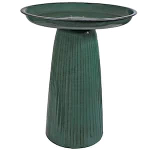 Gleeful Garden Metal Outdoor Birdbath - Molten Green Finish