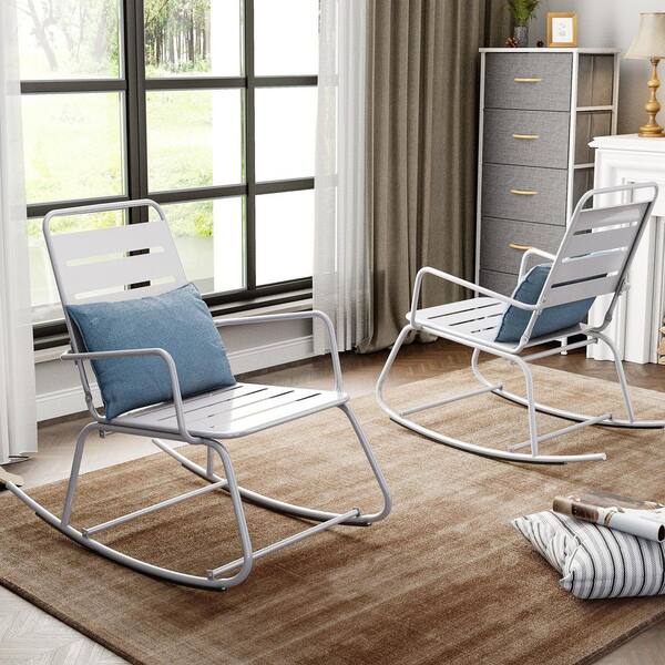 Crestlive Products 2Piece Metal Outdoor Rocking Chair in Gray CLRC008GRY2 The Home Depot