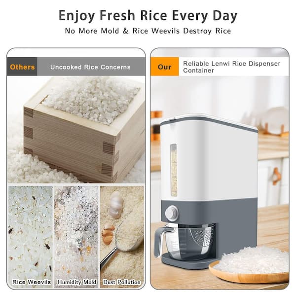 1 Piece Dry Food Dispensers with Measuring Cup, 22-25 lbs. Rice Dispenser, Household for Kitchen Pantry Organization