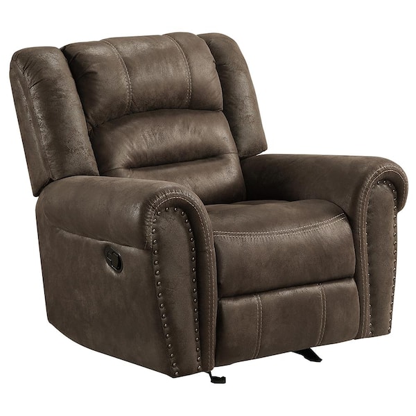 Lazzara Arella Brown Microfiber Glider Manual Recliner