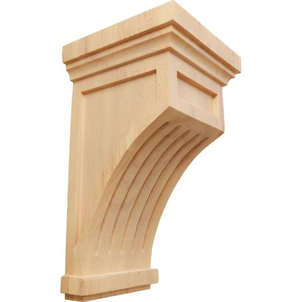 Ekena Millwork 5-1/2 in. x 5-1/2 in. x 10 in. Red Oak Fluted Corbel