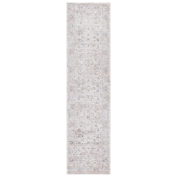 Moondust 2 ft. x 8 ft. Beige/Ivory Abstract Ornate Border Runner Rug