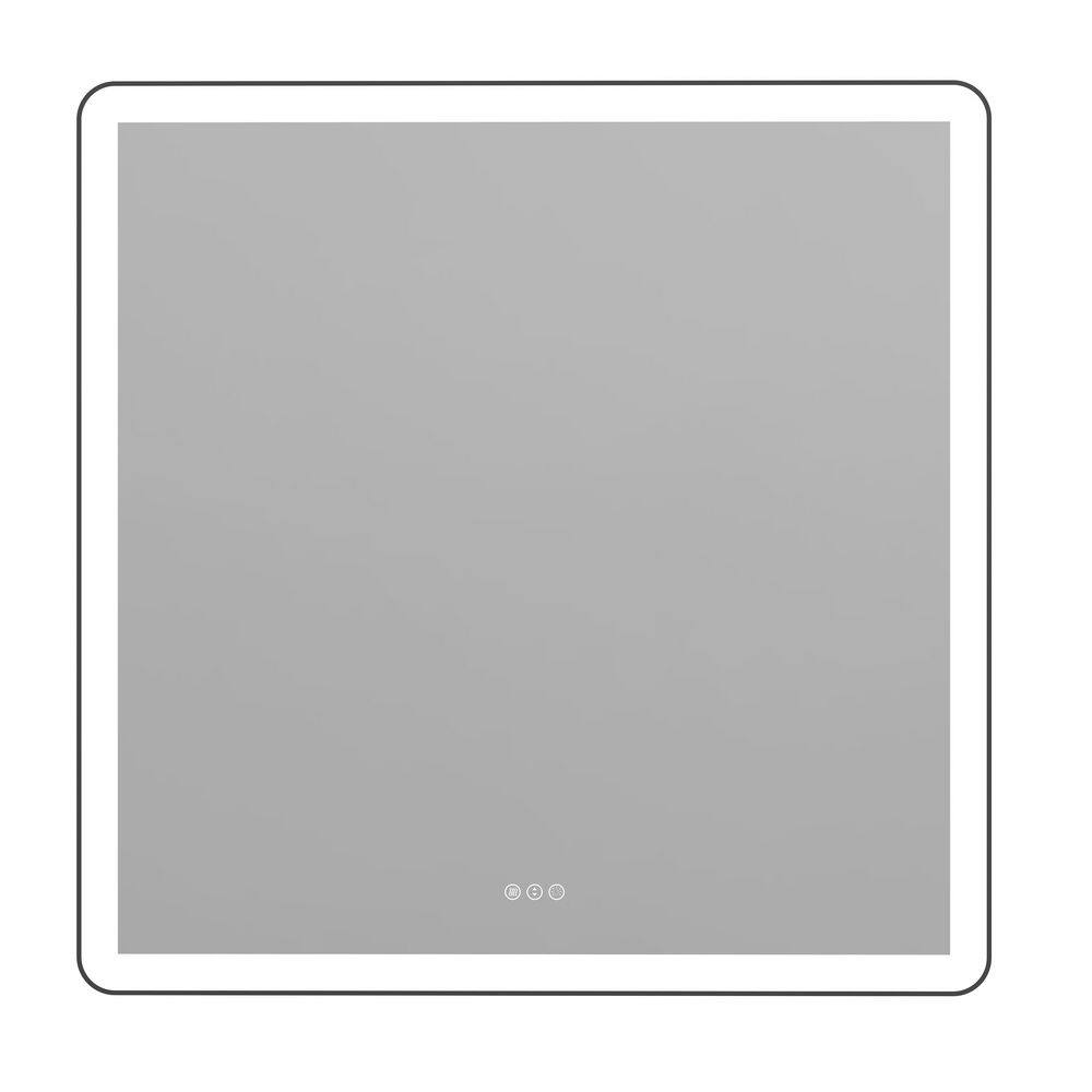 38 in. W x 38 in. H Square Aluminum Framed and Dimmable 3-Color Temperature Wall Mount LED Bathroom Mirror in Black price history on PriceWatchPro