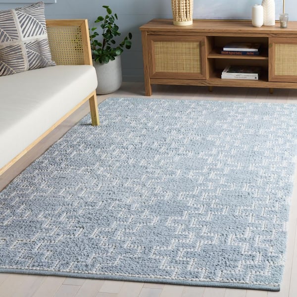 Vermont 9 ft. x 12 ft. Light Blue Modern Geometric Washable Area Rug