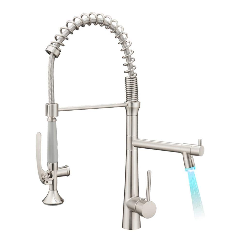 Single Handle Pre-Rinse Commercial Pull Down Sprayer Kitchen Faucet with Po