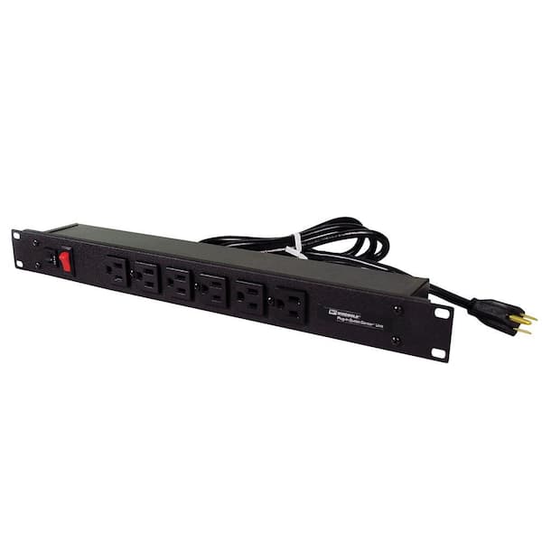 Legrand Wiremold 6-Outlet 15 Amp Rackmount Front Power Strip with Lighted On/Off Switch, 6 ft. Cord