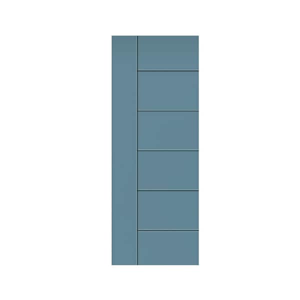 CALHOME Modern Classic 30 in. x 96 in. Dignity Blue Stained Composite MDF Paneled Barn Door Slab