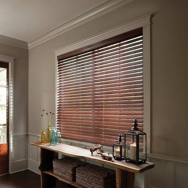 Custom Motorized 2.5 Inch Real Wood Blinds