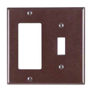 Brown 2-Gang 1-Toggle/1-Decorator/Rocker Wall Plate (1-Pack)