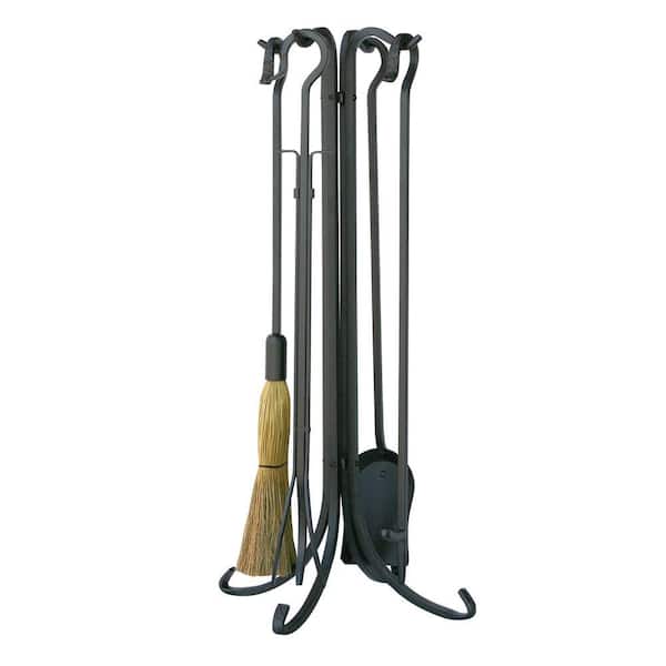 UniFlame Olde World Iron 5-Piece Fireplace Tool Set with Crook Handles