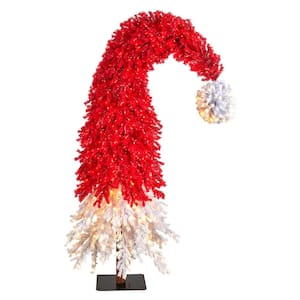 9 ft. LED Holiday Red Santa Hat Artificial Christmas Tree with 600-Lights and 1992 Bendable Branches