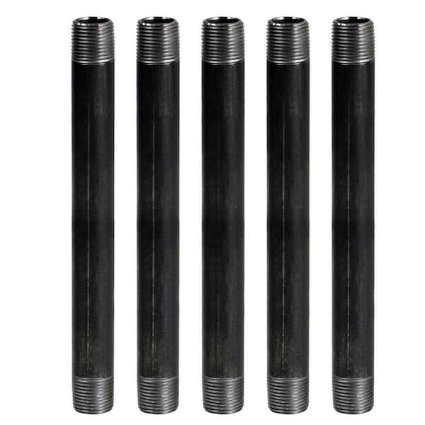 PLUMBFLEX 1/4 in. x 4 ft. Steel Pipe in Black (5-Pack)