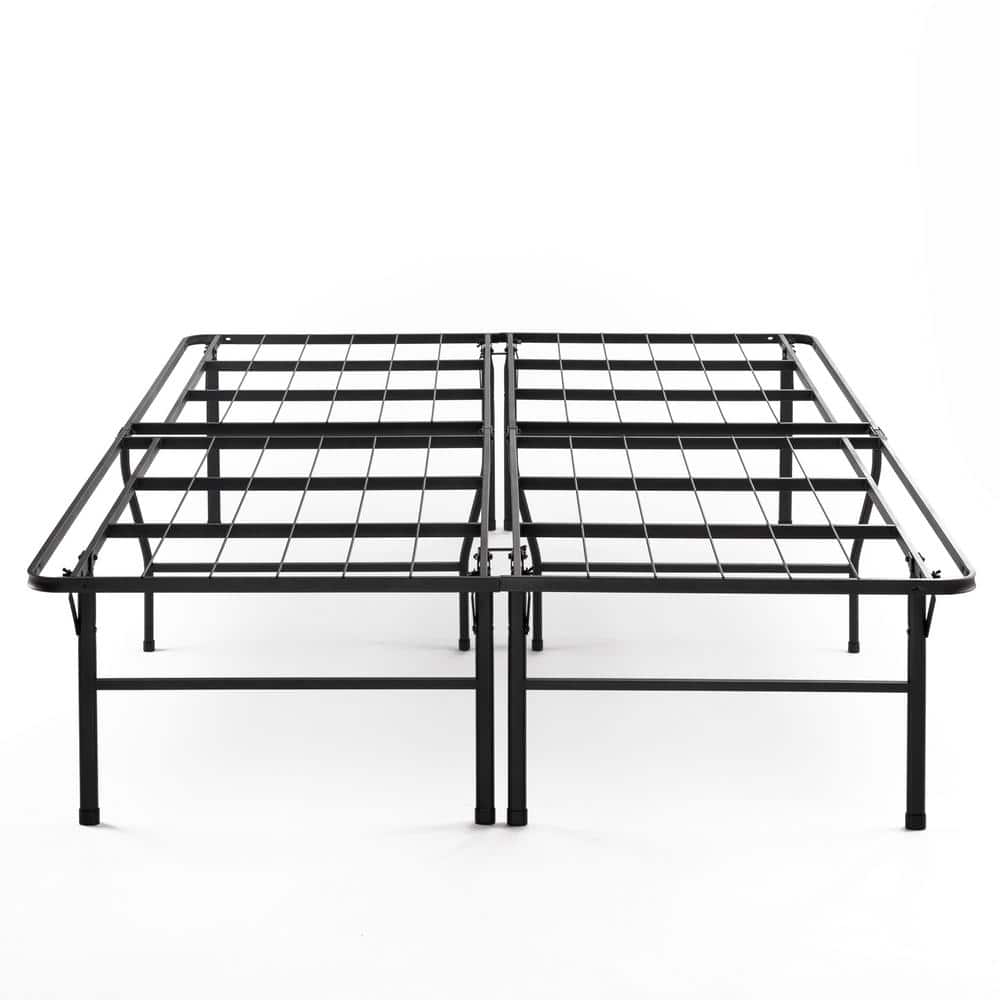 MELLOW Bifold Metal Platform Bed Frame with Heavy Duty Steel Slats, Black, Queen HDSB18Q The