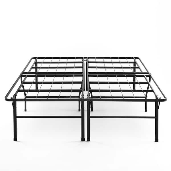 MELLOW Bifold Metal Platform Bed Frame with Heavy Duty Steel Slats, Black, Queen