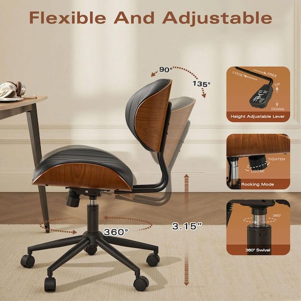 Allwex Cro PU Leather Swivel Ergonomic Armless Office Task Chair