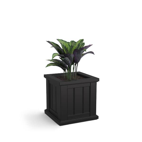 Cape Cod 14 in. Square Self-Watering Black Polyethylene Planter