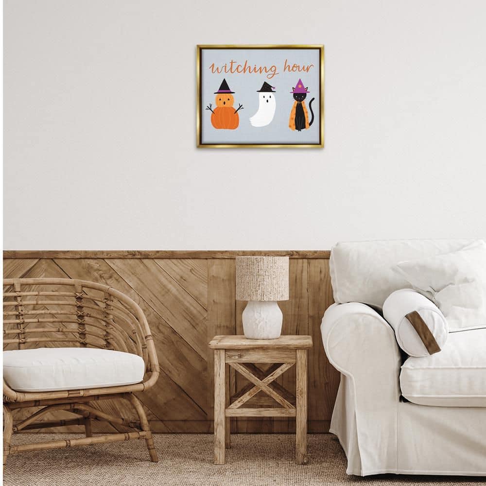 Cute Halloween Witching Hour by Sazerelli Designs Gold Floater Frame Typography Graphic Art Print 17 in. x 21 in. price history on PriceWatchPro