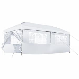 Heavy Series 10 ft. x 20 ft. White Pop Up Canopy with Sidewalls, Outdoor Canopy Tent Duty for Backyard with Wheeled Bag