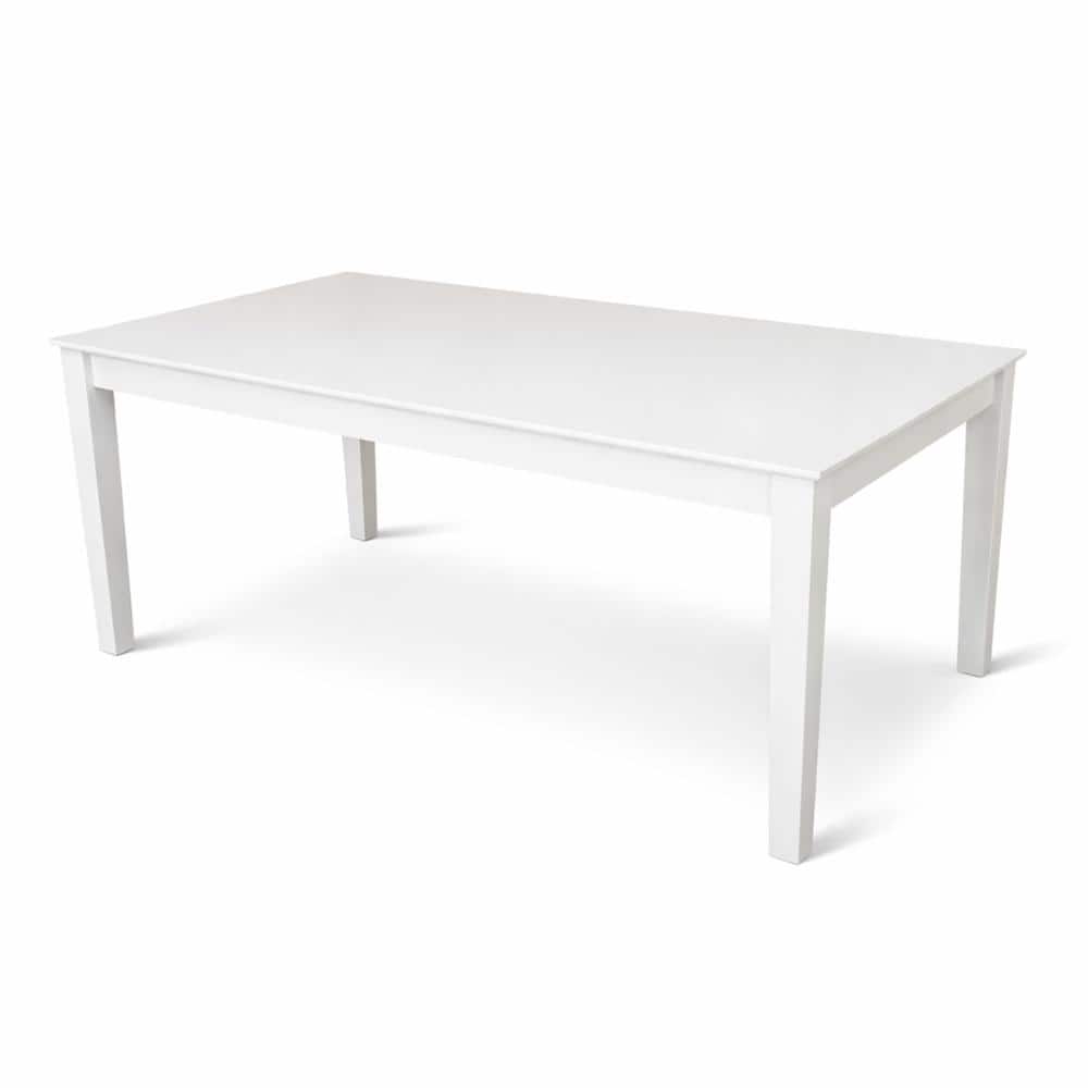 Modern 78.7 Inch Rectangular Dining Table, White Finish Solid Rubberwood