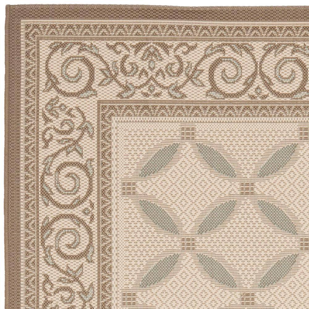 Beige and Dark Beige Synthetic Rectangular Area Rug with Baroque Print