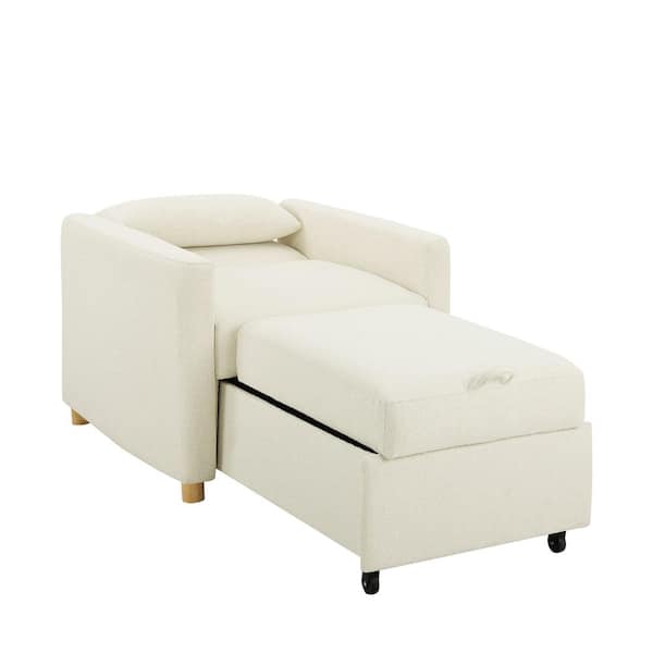 Serta Corwin 36 in. Ivory Polyester Twin Convertible Chair 111A007IVO