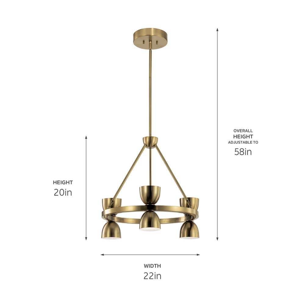 Brushed Brass Mini Outdoor LED Chandelier with Frosted Acrylic Shade