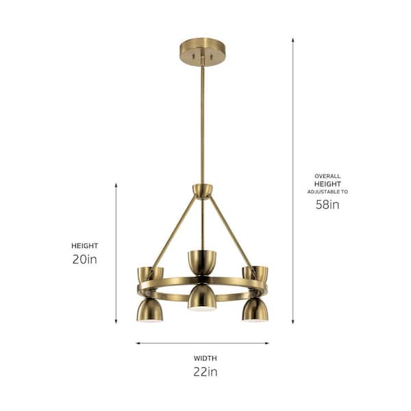 Kichler Baland 6-Light Brushed Mid-century Led Chandelier