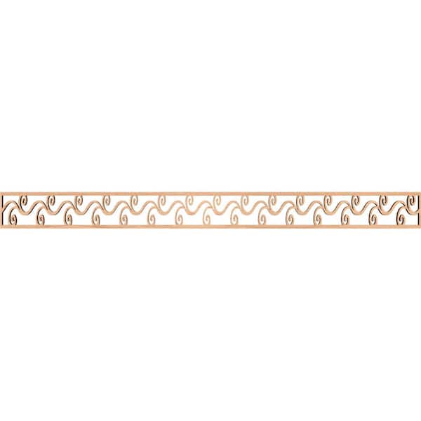 Ekena Millwork Tilden Fretwork 0.375 in. D x 46.375 in. W x 4 in. L Hickory Wood Panel Moulding