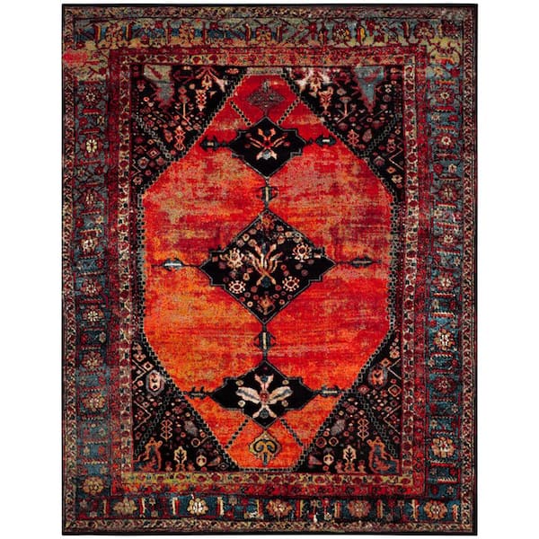 Vintage Hamadan 11 ft. x 14 ft. Orange/Multi Geometric Area Rug