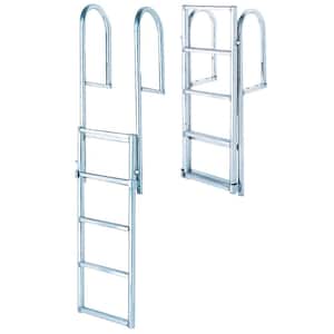 5-Step Standard Lifting Aluminum Dock Ladder with Slip-Resistant Rungs for Seawalls and Stationary Boat Dock Systems