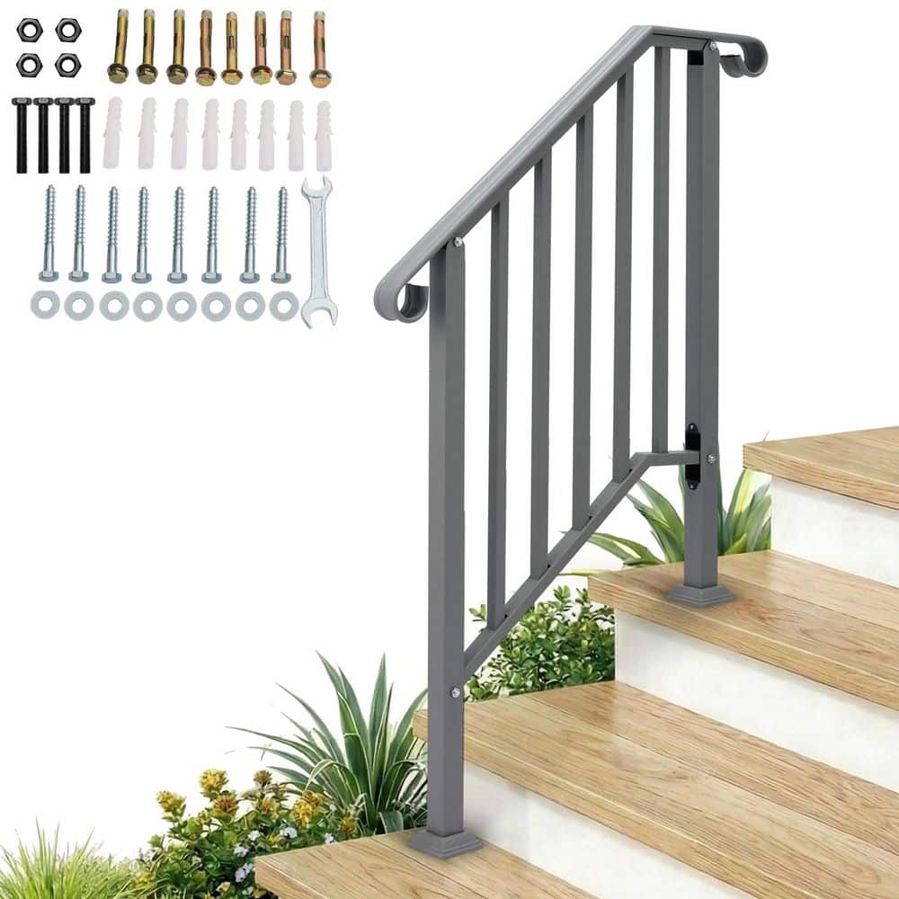 53 in. x 31 in. Silver Iron Stair Hand Rail Kit Handrails for Outdoor Steps price history on PriceWatchPro