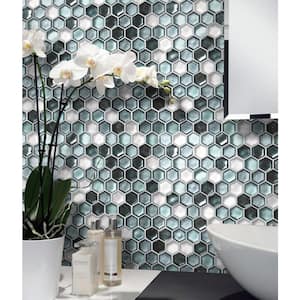 10.8 in. x 11.5 in. Blue and White Polished and Honed Glass Mosaic Floor and Wall Tile (10-Pack) (8.63 sq. ft./Case)