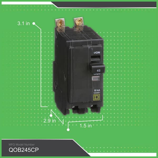 Square D QO 45 Amp 2-Pole Bolt-On Circuit Breaker