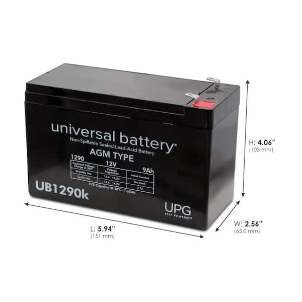 12-Volt 9 Ah F2 Terminal Sealed Lead Acid (SLA) AGM Rechargeable Battery