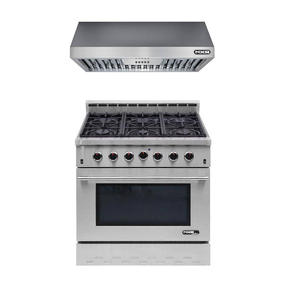Entree Bundle 36 in. 5.5 cu. ft. Pro-Style Liquid Propane Range Convection Oven Range Hood in Stainless Steel and Black price history on PriceWatchPro