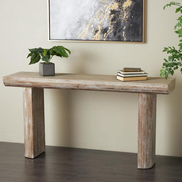 Litton Lane 63 in. Beige Extra Large Rectangle Wood Console Table