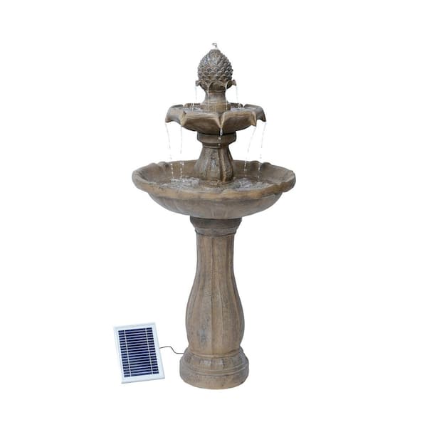 XBRAND Fiberglass/Resin 2-Tier Solar Water Fountain