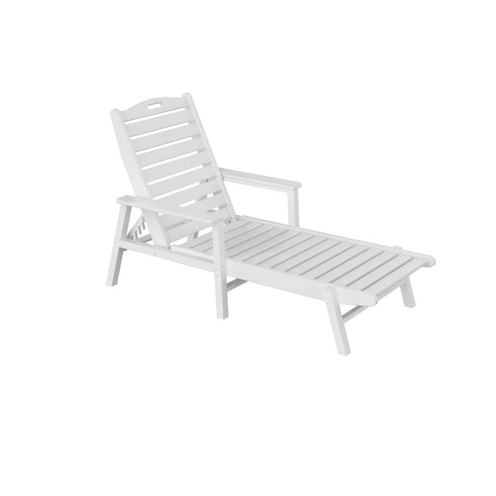 TIRAMISUBEST White Plastic HDPE Outdoor Chaise Lounge Chair