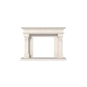 Dynasty Lyon 72 in. x 53-1/8 in. Full Surround Mantel in Natural White Limestone with Honed Finishing