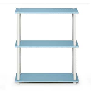 29.5 in. Light Blue/White Plastic 3-shelf Etagere Bookcase with Open Back