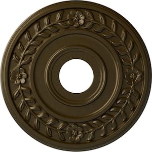 16-1/4" x 3-5/8" I.D. x 1" Wreath Urethane Ceiling Medallion (Fits Canopies upto 5-1/2"), Brass