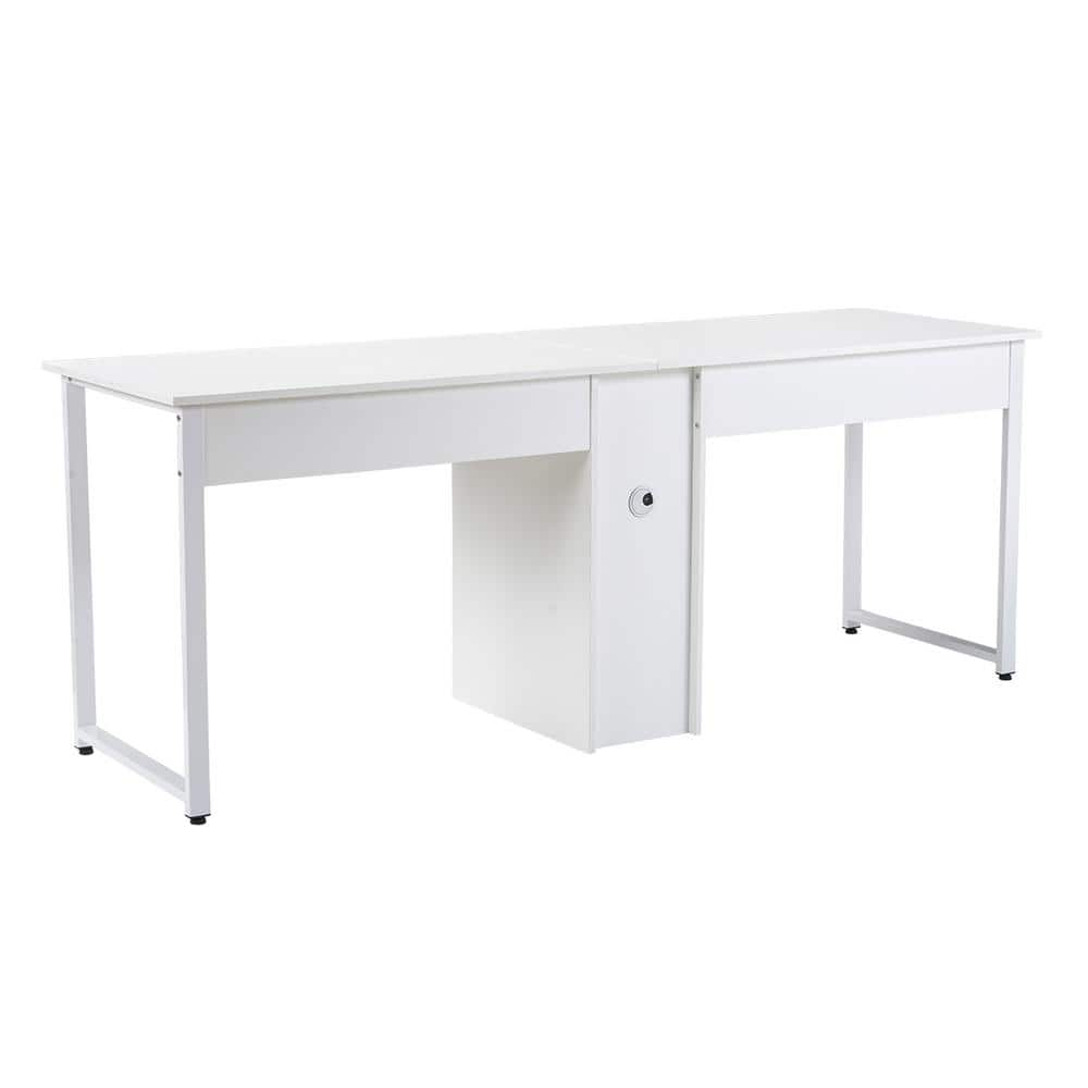 VERYKE 78.7 in. Rectangle Tiger MDF Home Office 2-Person Desk