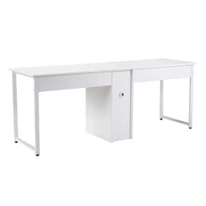 78.74 in. Retangular White Metal 2-Person Home Office Desk Workstation Desk Writing Desk with Storage
