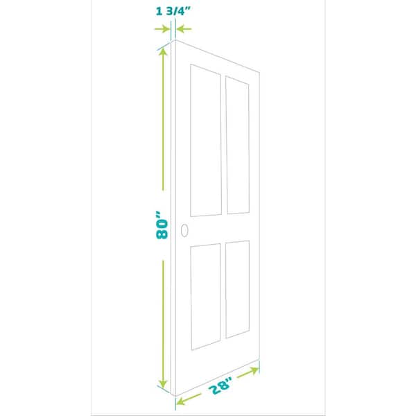eightdoors 28 in. x 80 in. x 1-3/4 in. 2-Panel Shaker Solid