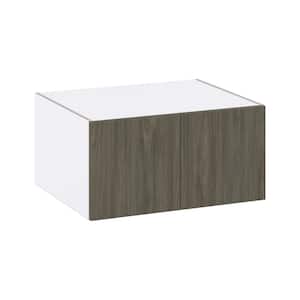 30 in. W x 24 in. D x 15 in. H Medora Textured Slab Walnut Assembled Deep Wall Bridge Kitchen Cabinet