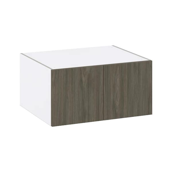 J COLLECTION 30 in. W x 24 in. D x 15 in. H Medora Textured Slab Walnut Assembled Deep Wall Bridge Kitchen Cabinet