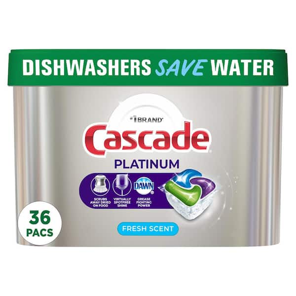 Cascade Platinum Dishwasher Pods, ActionPacs Dishwasher Detergent, Fresh Scent (36- Count)