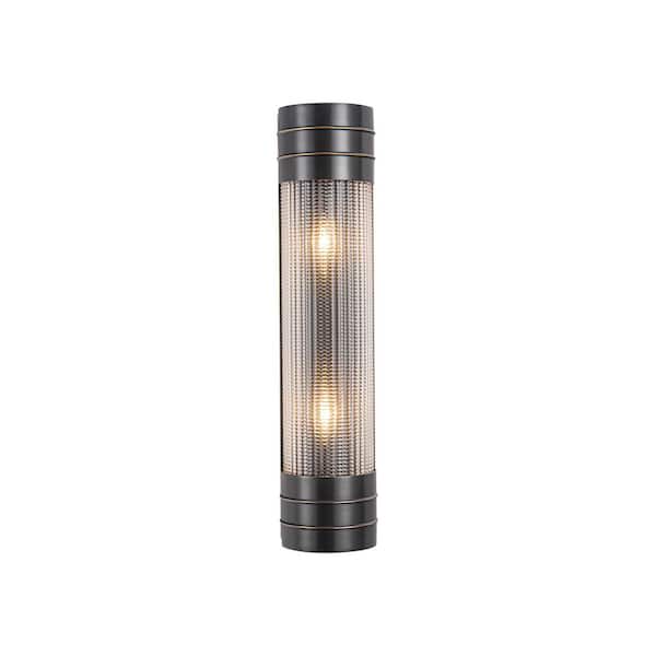 ALORA Willard 18-in 2 Light 60-Watt Urban Bronze/Prismatic Glass Vanity Light