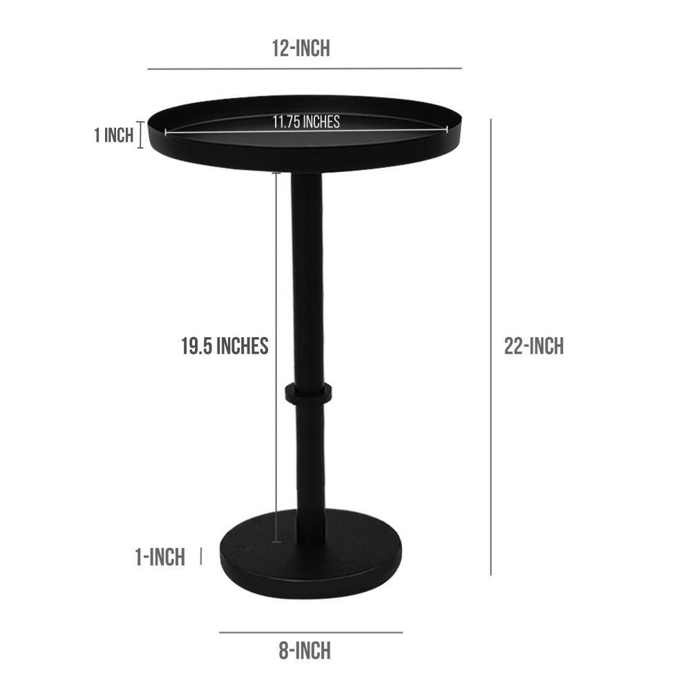 Matte Black Metal Round Tray Top Side Table