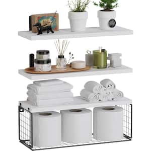 16.5 in. W x 5.5 in. H x 6 in. D Bathroom Shelves Over The Toilet Storage, Wall Mounted with Removable Legs-White